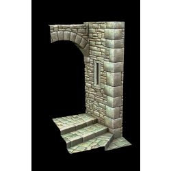 Medieval streetcorner with stairs